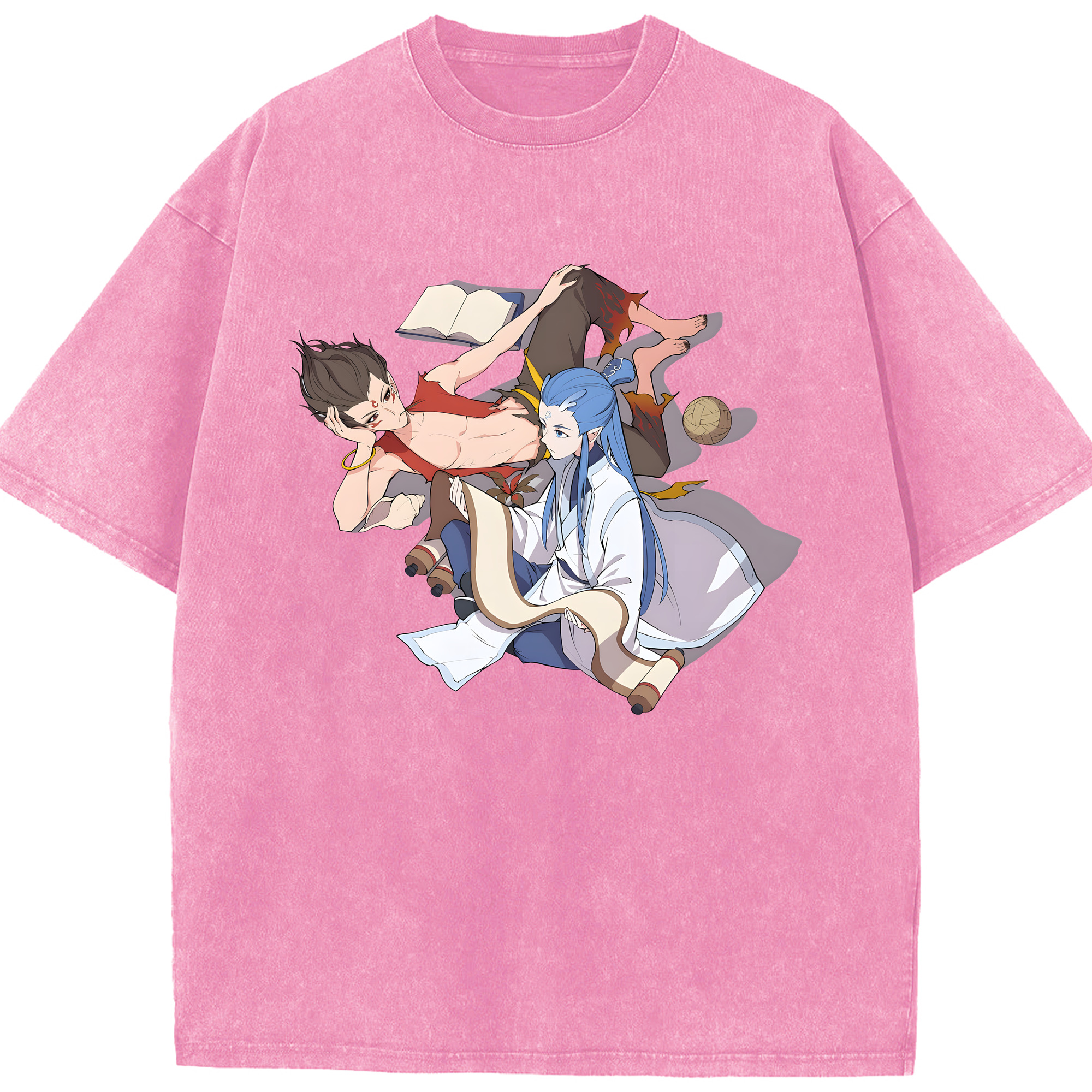 （画像用） Ne Zha 2 ナタ 魔童の大暴れ 綿100% ヴィンテージ風 半袖Tシャツ（フロントプリント）